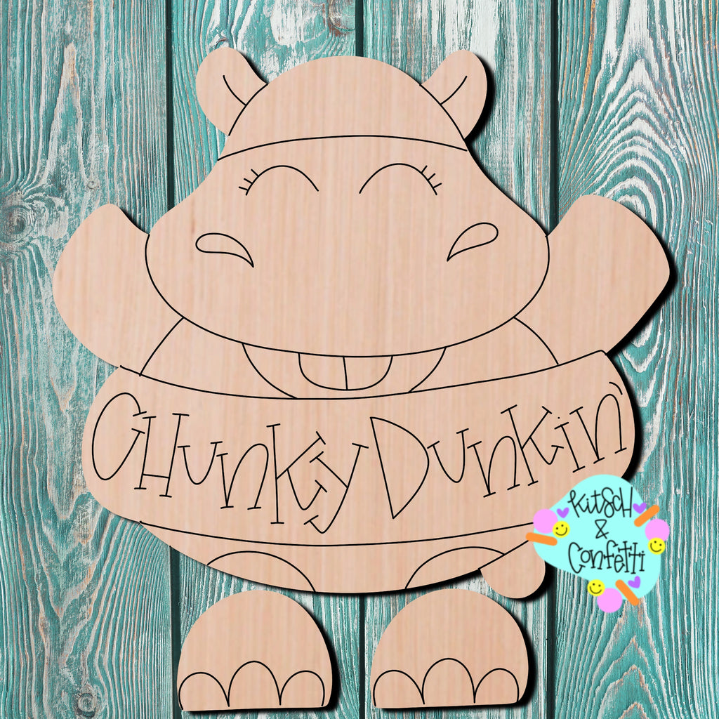 Chunky Dunkin Hippo Wooden Blank