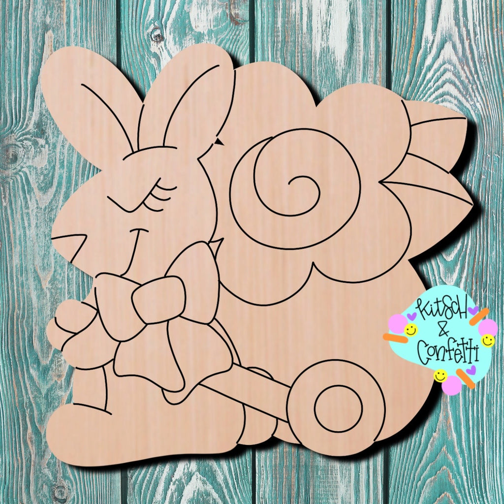 Easter Bunny Wagon Wooden Blank