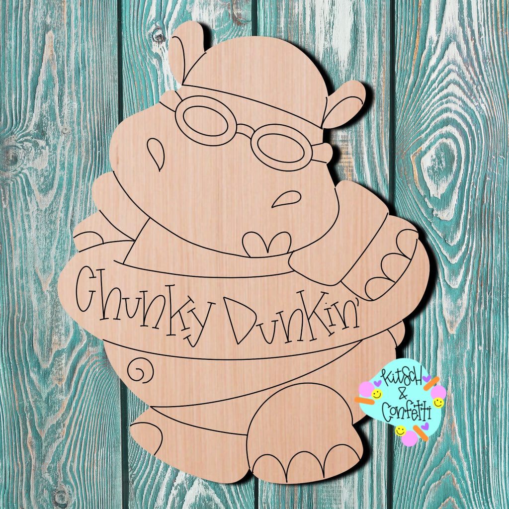Summer Hippo Wooden Blank